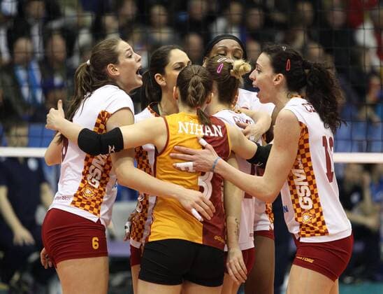 KRASNODAR, RUSSIA. APRIL 2, 2016. Galatasaray s players seen in the rematch of the 2015 16 Season CEV Women s Volleyball Cup Finals against Dinamo Krasnodar at Olimp Sports Palace. Vitaly Timkiv TASS  TS01E475