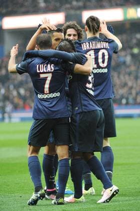 ZLATAN IBRAHIMOVIC (psg) - ADRIEN RABIOT (psg) - JOIE FOOTBALL : Paris SG vs Nice - Ligue 1 - 02 04 2016 FEP Panoramic 