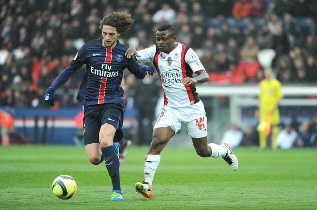 Jean Michael SERI (nice) - ADRIEN RABIOT (psg) FOOTBALL : Paris SG vs Nice - Ligue 1 - 02 04 2016 FEP Panoramic 