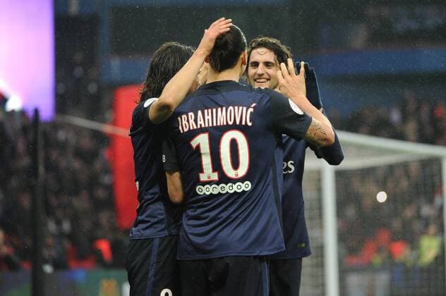 ZLATAN IBRAHIMOVIC (psg) - ADRIEN RABIOT (psg) - JOIE FOOTBALL : Paris SG vs Nice - Ligue 1 - 02 04 2016 FEP Panoramic 