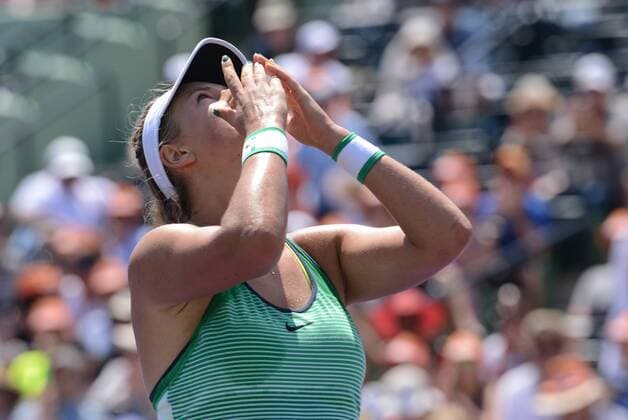 April 2, 2016 - Miami, Florida, United States - VICTORIA AZARENKA celebrates winning the Miami Open Tennis 2016 - Miami Open - Day 13 - ZUMAl132