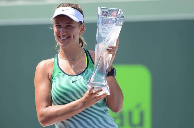 April 2, 2016 - Miami, Florida, United States - VICTORIA AZARENKA poses for photos with her trophy after winning the Miami Open. Tennis 2016 - Miami Open - Day 13 - ZUMAl132