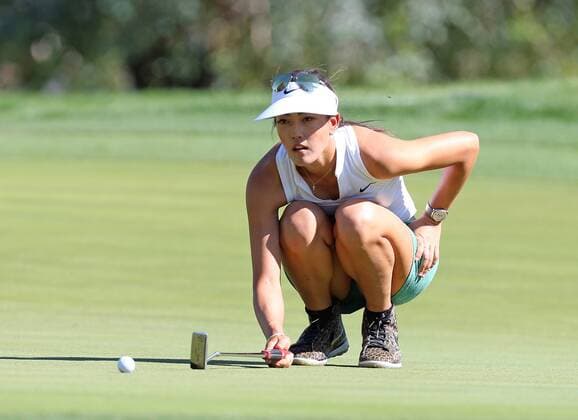 April 02, 2016: Michelle Wie lines up a putt during the third round of the 2016 ANA Inspiration at the Mission Hills Country Club in Rancho Mirage, California. LPGA Golf Damen 2016: ANA Inspiration Championship APR 02 - ZUMAcb8_