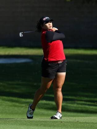 April 02, 2016: Ariya Jutanugarn of Thailand hits a shot during the third round of the 2016 ANA Inspiration at the Mission Hills Country Club in Rancho Mirage, California. LPGA Golf Damen 2016: ANA Inspiration Championship APR 02 - ZUMAcb8_