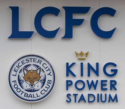 03.04.2016. King Power Stadium, Leicester, England. Barclays Premier League. Leicester versus Southampton. View of the Leicester City Football Club logo outside the main entrance. xRolandxHarrisonx  ActionPlus11724650