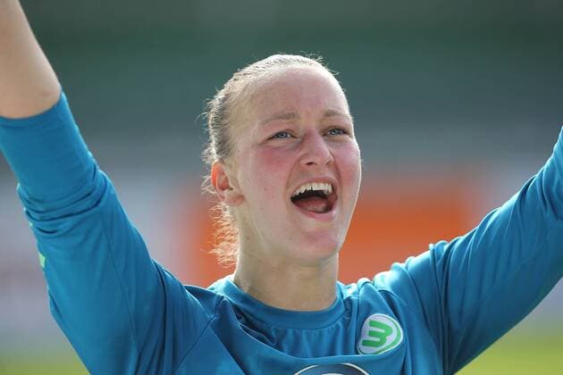 Almuth Schult (VfL Wolfsburg) schreit ihre Freude heraus, Pokalfinale