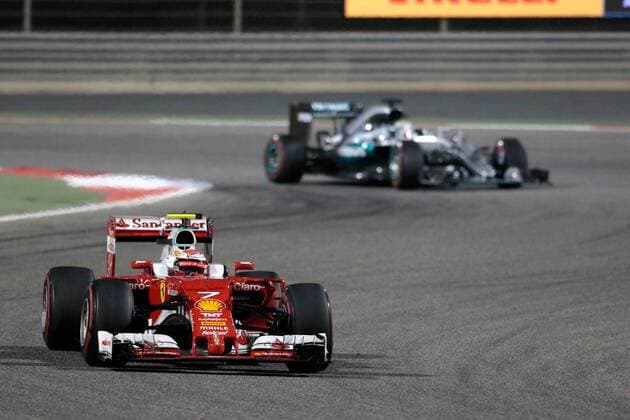 FORMULA 1 - Bahrain GP SAKHIR,BAHRAIN,03.APR.16 - MOTORSPORTS, FORMULA 1 - FIA World Championship WM Weltmeisterschaft Grand Prix of Bahrain, Bahrain International Circuit, award ceremony. Image shows Kimi Raikkoenen (FIN Ferrari). GEPAxpictures xFritzxMueller