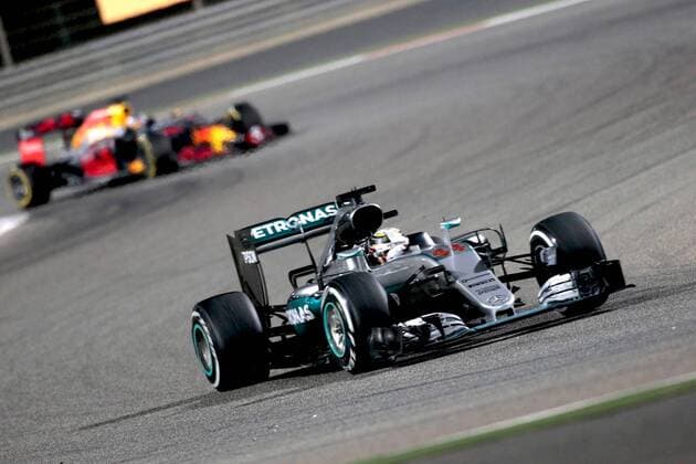 FORMULA 1 - Bahrain GP SAKHIR,BAHRAIN,03.APR.16 - MOTORSPORTS, FORMULA 1 - FIA World Championship WM Weltmeisterschaft Grand Prix of Bahrain, Bahrain International Circuit, award ceremony. Image shows Lewis Hamilton (GBR Mercedes GP). GEPAxpictures xFritzxMueller