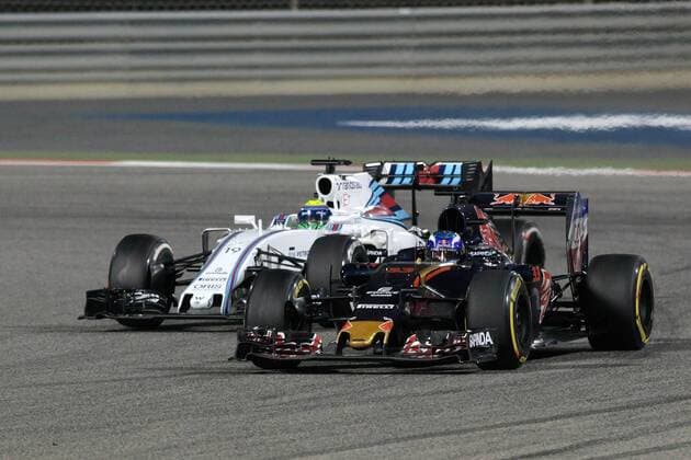 FORMULA 1 - Bahrain GP SAKHIR,BAHRAIN,03.APR.16 - MOTORSPORTS, FORMULA 1 - FIA World Championship WM Weltmeisterschaft Grand Prix of Bahrain, Bahrain International Circuit, award ceremony. Image shows Max Verstappen (NED Scuderia Toro Rosso) and Felipe Massa (BRA Williams). GEPAxpictures xFritzxMueller