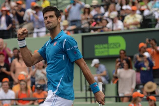 April 3, 2016 - Miami, Florida, United States - NOVAK DJOKOVIC celebrates winning the Miami Open. Tennis 2016 - Miami Open - Day 14 - ZUMAl132