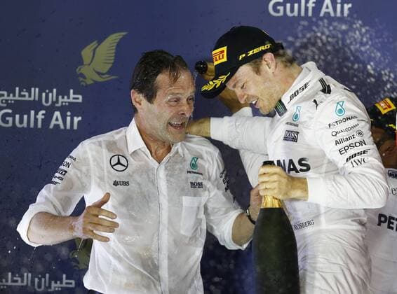 Motorsports: FIA Formula One World Championship WM Weltmeisterschaft 2016, Grand Prix of Bahrain, Aldo Costa (ITA, Mercedes AMG Petronas Formula One Team), 6 Nico Rosberg (GER, Mercedes AMG Petronas Formula One Team), xHOCHxZWEIx