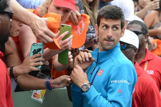 April 3, 2016 - Miami, Florida, United States - NOVAK DJOKOVIC with some fans after winning the Miami Open. Tennis 2016 - Miami Open - Day 14 - ZUMAl132