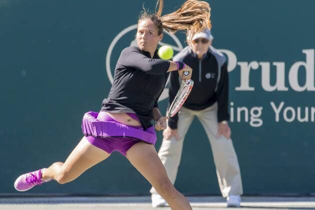 April 5, 2016 - Charleston, SC, U.S. - Charleston, SC - Apr 05, 2016: S. Zheng (CHN) vs 14 D. Kasatkina (RUS) play their match during the Volvo Car Open at the Family Circle Tennis Center in Charleston, SC...Daria Kasatkina beats Saisai Zheng 6-2, 6-1. Tennis 2016: WTA Tennis Damen Volvo Car Open Apr 05 - ZUMAa55_
