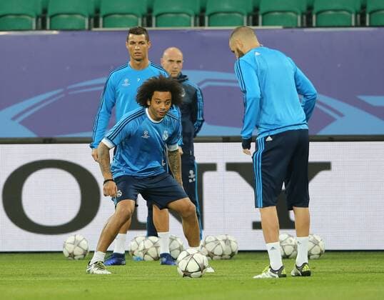 Cristiano Ronaldo (Real Madrid), Marcelo (Real Madrid) beim Abschlusstraining