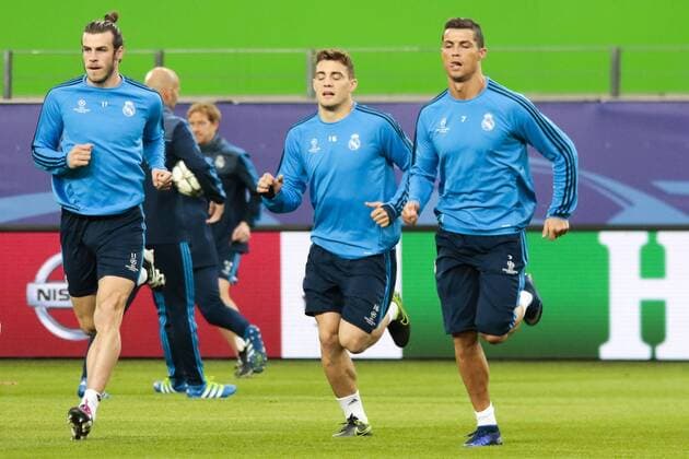 Fußball, UEFA Champions League, Pressekonferenz und Abschlusstraining VfL Wolfsburg und Real Madrid; Cristiano Ronaldo (Real Madrid) im Sprint. xtgx