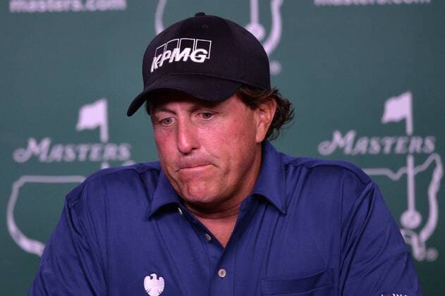 Phil Mickelson speaks to the media during a press conference PK Pressekonferenz before the 2016 Masters Tournament at Augusta National in Augusta, Georgia on April 5, 2016.  AUG20160405337 KEVINxDIETSCH