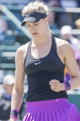 April 5, 2016 - Charleston, SC, U.S. - Charleston, SC - Apr 05, 2016: Eugenie Bouchard (CAN) plays against Alexandra Dulgheru (ROU) during the Volvo Car Open at the Family Circle Tennis Center in Charleston, SC. Tennis 2016: WTA Tennis Damen Volvo Car Open Apr 05 - ZUMAa55_