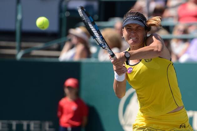 April 5, 2016 - Charleston, South Carolina, United States - ALEXANDRA DULGHERU of Romania in action in her match vs. E.Bouchard at the Volvo Car Open Tennis 2016 - Volvo Car Open - Day 2 - ZUMAl132