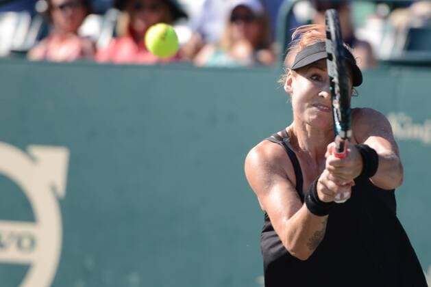 April 5, 2016 - Charleston, South Carolina, United States - BETHANIE MATTEK-SANDS in action in her match vs. T. Pereira at the Volvo Car Open Tennis 2016 - Volvo Car Open - Day 2 - ZUMAl132