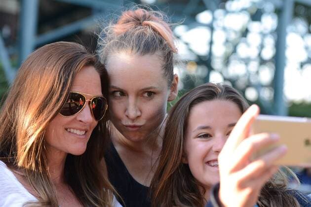 April 5, 2016 - Charleston, South Carolina, United States - BETHANIE MATTEK-SANDS poses with fans after winning her match vs. T. Pereira at the Volvo Car Open Tennis 2016 - Volvo Car Open - Day 2 - ZUMAl132