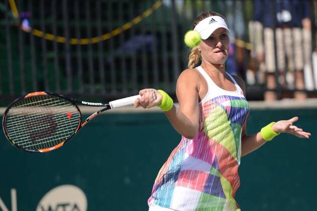 April 5, 2016 - Charleston, South Carolina, United States - KRISTINA MLADENOVIC in action during her match vs. M. Lucic-Baroni at the Volvo Car Open Tennis 2016 - Volvo Car Open - Day 2 - ZUMAl132