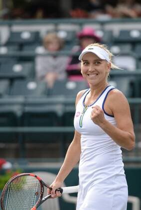 April 6, 2016 - Charleston, South Carolina, United States - ELENA VESNINA of Russia celebrates winning her match vs. B. Bencic at the Volvo Car Open Tennis 2016 - Volvo Car Open - Day 3 - ZUMAl132