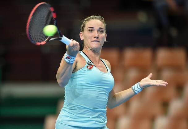 2016.04.07 Katowice hala Spodek Tenis ziemny WTA Tennis Damen Katowice Open 2016 mecz Viktorija GOLUBIC (SUI) - Timea BABOS (HUN) N z Timea BABOS  20160407LUK115
