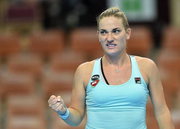 2016.04.07 Katowice hala Spodek Tenis ziemny WTA Tennis Damen Katowice Open 2016 mecz Viktorija GOLUBIC (SUI) - Timea BABOS (HUN) N z Timea BABOS  20160407LUK122