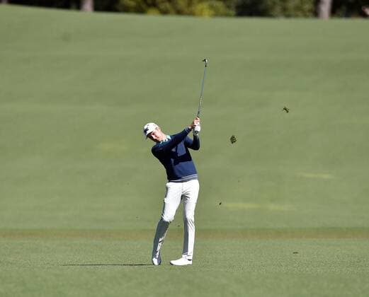 April 7, 2016 - Augusta, GA, USA - Chris Kirk hits his approach shot to the second green during the first round of the Masters Golf Tournament on Thursday, April 7, 2016, at Augusta National Golf Club in Augusta, Ga. Master s - ZUMAm67_