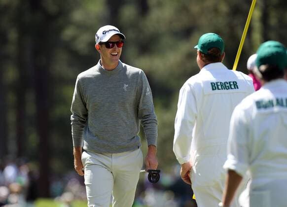 April 7, 2016 - Augusta, GA, USA - Justin Rose smiles after he birdied the third hole to go to 1-under during the first round of the Masters Golf Tournament on Thursday, April 7, 2016, at Augusta National Golf Club in Augusta, Ga. Master s - ZUMAm67_