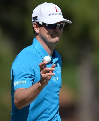 Zach Johnson reacts after making a putt on the 7th in the first round of the 2016 Masters Tournament at Augusta National in Augusta, Georgia on April 7, 2016.  MAS20160407166 KEVINxDIETSCH