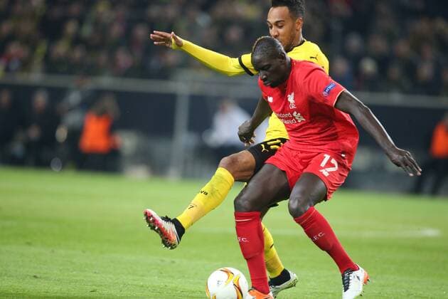 Dortmund, Fussball, Herren, UEFA Europa League , Saison 2015 2016, Borussia Dortmund vs FC Liverpool, 07.04.2016, Signal Iduna Park Dortmund, Pierre Emerick Aubameyang, BVB Mamadou Sakho, FC Liverpool,