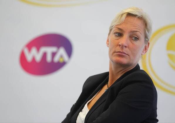 08.04.2016 - Tennis - Nürnberger Versicherungs Cup 2016 - WTA Tennis Damen Women - Damen - Pressekonferenz - JüRa - Barbara Rittner (Fed Cup Teamchefin)