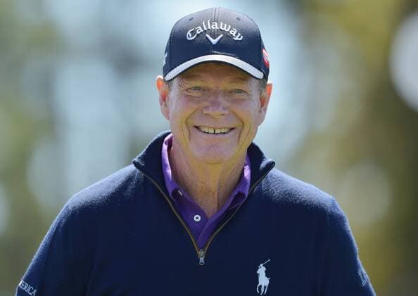 Tom Watson smiles on the first tee box in the second round of the 2016 Masters Tournament at Augusta National in Augusta, Georgia on April 8, 2016. Tom Watson announced that this 2016 Masters will be his last.  MAS20160408131 KEVINxDIETSCH