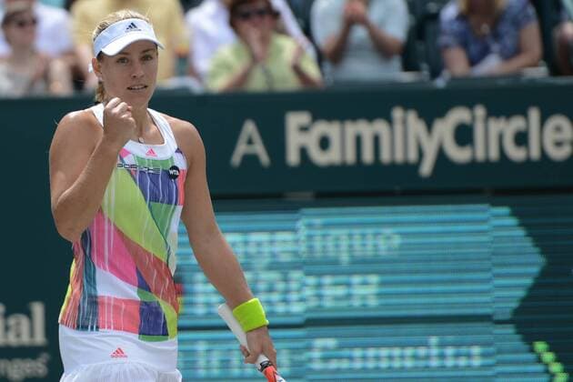 April 8, 2016 - Charleston, South Carolina, United States - ANGELIQUE KERBER celebrates winning her match vs. I. Begu at the Volvo Car Open Tennis 2016 - Volvo Car Open - Day 5 - ZUMAl132