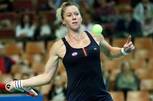 2016.04.08 Katowice , Poland Women tennis tournament WTA Katowice Open 2016 game Magda LINETTE (POL) - Pauline PARMENTIER (FRA) Pauline PARMENTIER  20160408PF_KP111