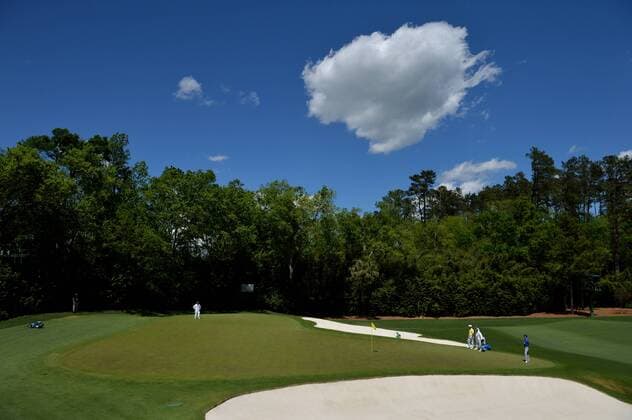 Paul Casey of England hits out of a bunker on the 4th hole in the second round of the 2016 Masters Tournament at Augusta National in Augusta, Georgia on April 8, 2016. Tom Watson announced that this 2016 Masters will be his last.  MAS20160408155 KEVINxDIETSCH
