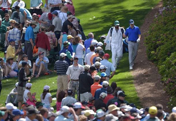Caddie Michael Greller and Jordan Spieth walk to the 4th green in the second round of the 2016 Masters Tournament at Augusta National in Augusta, Georgia on April 8, 2016. Tom Watson announced that this 2016 Masters will be his last.  MAS20160408150 KEVINxDIETSCH