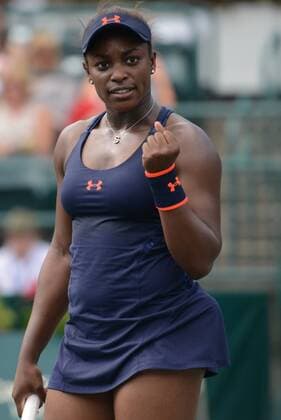 April 8, 2016 - Charleston, South Carolina, United States - SLOANE STEPHENS reacts during her match vs. D. Kasatkina at the Volvo Car Open Tennis 2016 - Volvo Car Open - Day 5 - ZUMAl132