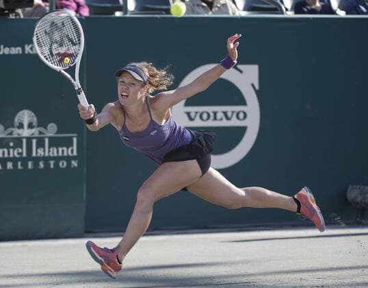 April 8,2016: Laura Siegemund (GER) loses to Elena Vesnina (RUS) 7-5, 6-4, at the Volvo Car Open being played at Family Circle Tennis Center in Charleston, South Carolina. Ã‚Â© TENNIS 2016: Volvo Car Open APRIL 16 - ZUMAc04_