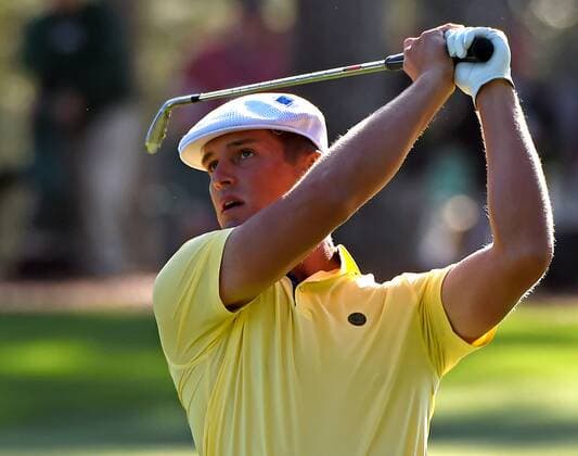 April 8, 2016 - Augusta, GA, USA - Bryson DeChambeau watches the flight of his ball toward the 17th green during the second round of the 80th Masters at the Augusta National Golf Club on Friday, April 8, 2016, in Augusta, Ga. Masters Tournament - ZUMAm67_