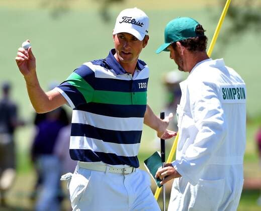 April 8, 2016 - Augusta, GA, USA - Webb Simpson acknowledges the gallery s applause after sinking a putt on the 7th green during the second round of the 80th Masters at the Augusta National Golf Club on Friday, April 8, 2016, in Augusta, Ga. Masters Tournament - ZUMAm67_