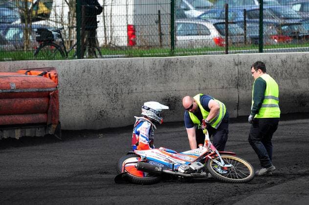 Andzejs Lebedevs (ACL) - Sturz - Speedway Bundesliga: Wolfslake Fabulaz Berlin - AC Landshut Devils