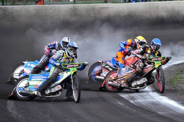 Ronny Weis (li.) und Steven Mauer (beide WFB) - Speedway Bundesliga: Wolfslake Fabulaz Berlin - AC Landshut Devils
