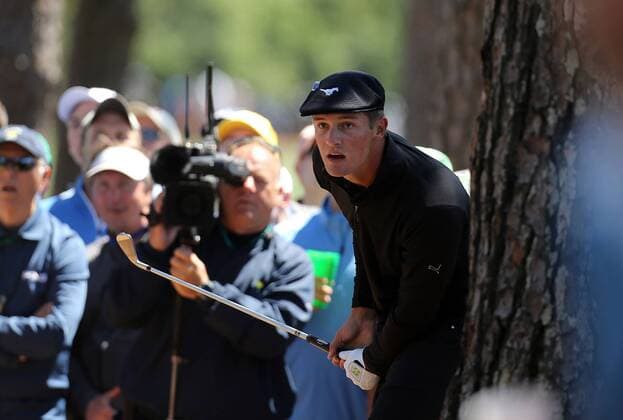 April 9, 2016 - Augusta, GA, USA - Bryson DeChambeau hits from out of the woods on the 1st fairway during the third round of the 80th Masters at the Augusta National Golf Club in Augusta, Ga., on Saturday, April 9, 2016. Masters, third round - ZUMAm67_