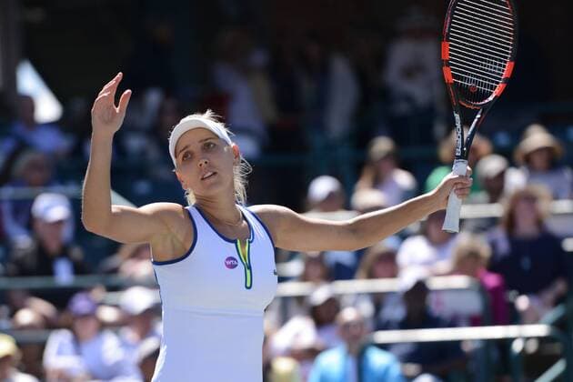 April 9, 2016 - Charleston, South Carolina, United States - ELENA VESNINA of Russia reacts during her semifinal match vs. S. Errani at the Volvo Car Open Tennis 2016 - Volvo Car Open - Day 6 - ZUMAl132
