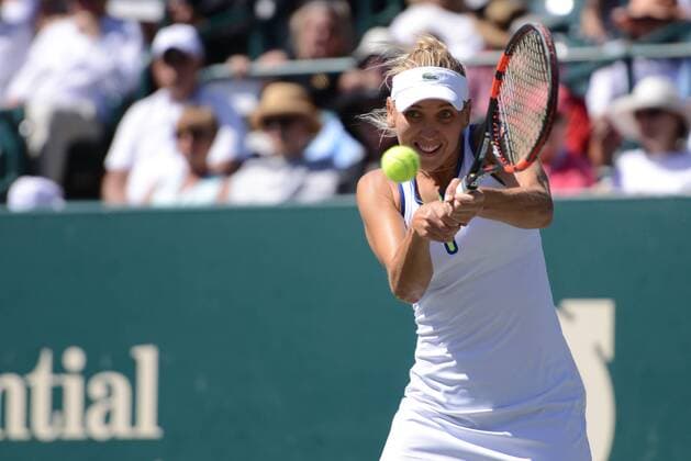 April 9, 2016 - Charleston, South Carolina, United States - ELENA VESNINA of Russia in action during her semifinal match vs. S. Errani at the Volvo Car Open Tennis 2016 - Volvo Car Open - Day 6 - ZUMAl132