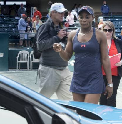April 10, 2016: Sloane Stephens (USA) wins the final, a trophy, and a car against Elena Vesnina (RUS) 7-6, 6-2, at the Volvo Car Open being played at Family Circle Tennis Center in Charleston, South Carolina. Â© TENNIS 2016: Volvo Car Open APRIL 16 - ZUMAc04_