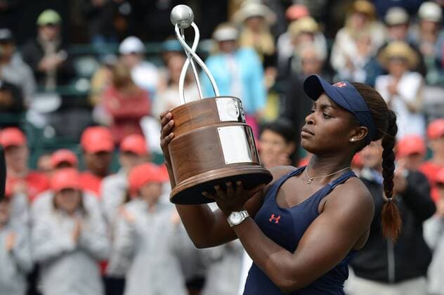 April 10, 2016 - Charleston, South Carolina, United States - SLOANE STEPHENS with the trophy after winning the Volvo Car Open Tennis 2016 - Volvo Car Open - Day 7 - ZUMAl132