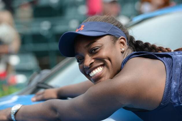 April 10, 2016 - Charleston, South Carolina, United States - SLOANE STEPHENS with the car that she won for winning the Volvo Car Open Tennis 2016 - Volvo Car Open - Day 7 - ZUMAl132